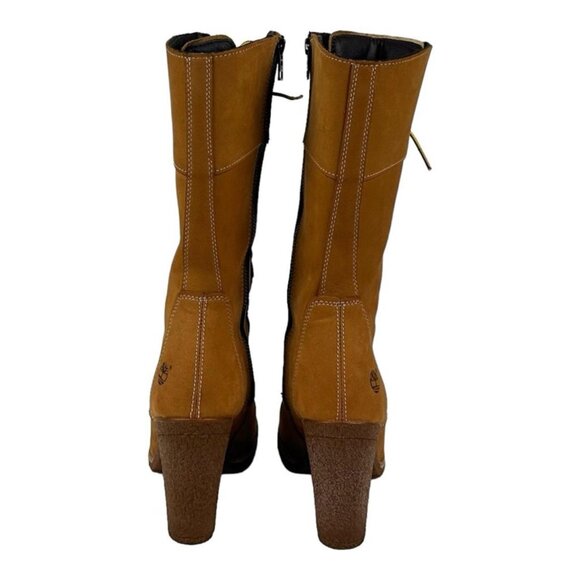 Timberland Mid Calf Heel Boots Wheat Size 6 - Picture 4 of 8